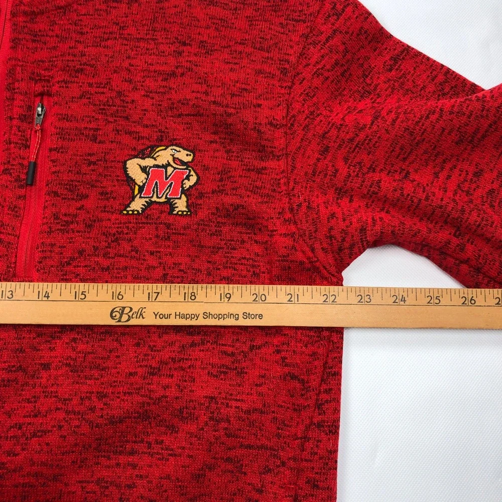 Champion Mens Maryland Terrapins Full Zip Fleece Jacket Red Heathered Large